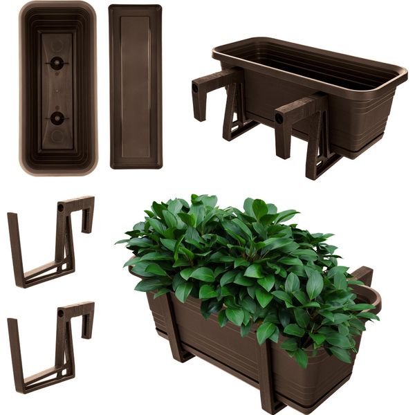 Kadax Vaso Da Balcone Vaso Da Fiori 40Cm Supporto Per Ringhiera Balcone-image
