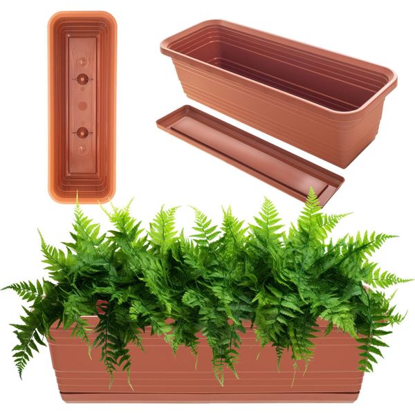 Kadax Vaso Per Fiori Da Balcone 50Cm + Supporto In Pietra-image
