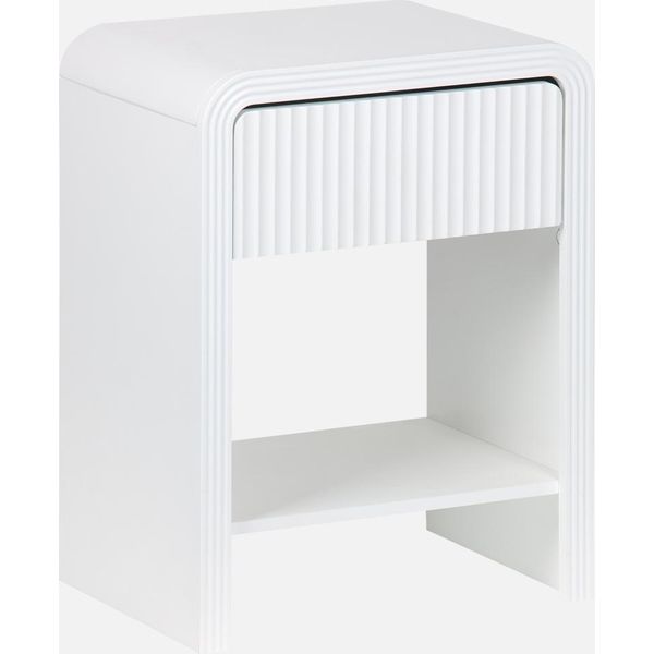 Comodino Effetto Legno Scanalato 1 Cassetto, 1 Ripiano, Bianco-image