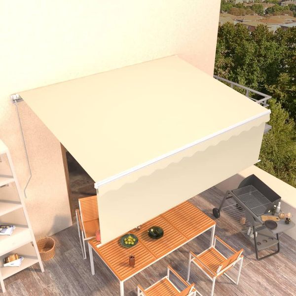 The Living Store Tenda A Scomparsa Manuale Con Tenda A Rullo 4X3 M Crema-image