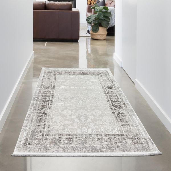 Tappeto Orientale In Lana Vintage, Morbido E Di Facile Manutenzione, Elegante E Senza Tempo, Per Soggiorno E Camera Da Letto In Grigio Dimensioni - 80 X 150 Cm-image