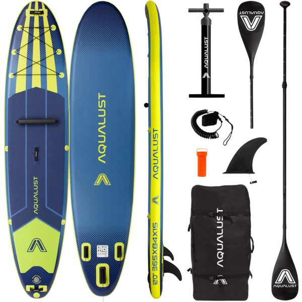 Aqualust 12.0 Isup Board Stand Up Paddle Tavola Da Surf Gonfiabile Set Completo 365Cm - Contenuto: Boardset+Kayak Paddle-image