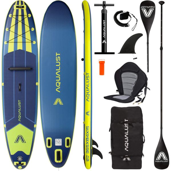 Aqualust 12.0 Isup Board Stand Up Paddle Surfboard Set Completo Gonfiabile 365Cm - Contenuto: Set Di Tavole+ Pagaia Da Kayak+Sedile Di Lusso-image