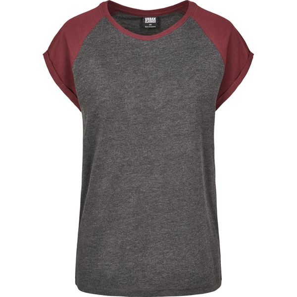 Urban Classics - Maglietta Donna Maniche Raglan TN770 (Xs) (Antracite/Rosso)-image