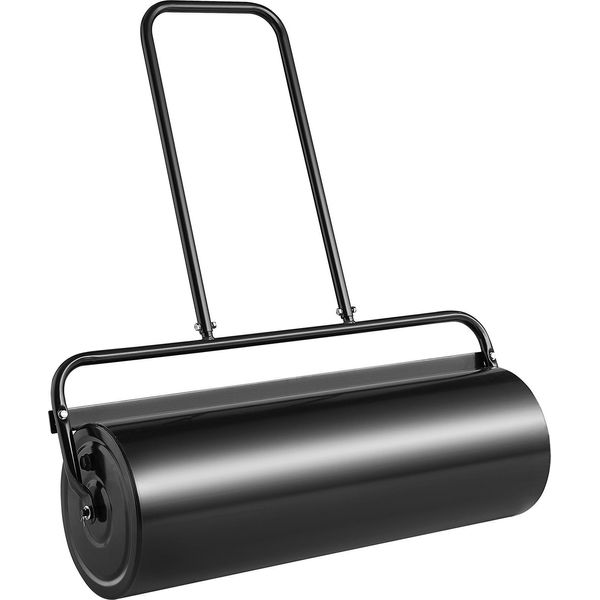 Succebuy Rullo Da Prato Da 17 Galloni, Rullo Da Giardino Riempito Di Sabbia/Acqua, Rullo Da Prato In Acciaio Con Spina Girevole E Impugnatura Ergonomica A U Per Prato, Giardino, Fattoria, Parco, Nero-image