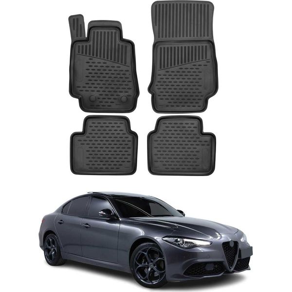 2015-2025 Alfa Romeo Giulia FußMatten Tpe Schwarz 4 Tlg-image