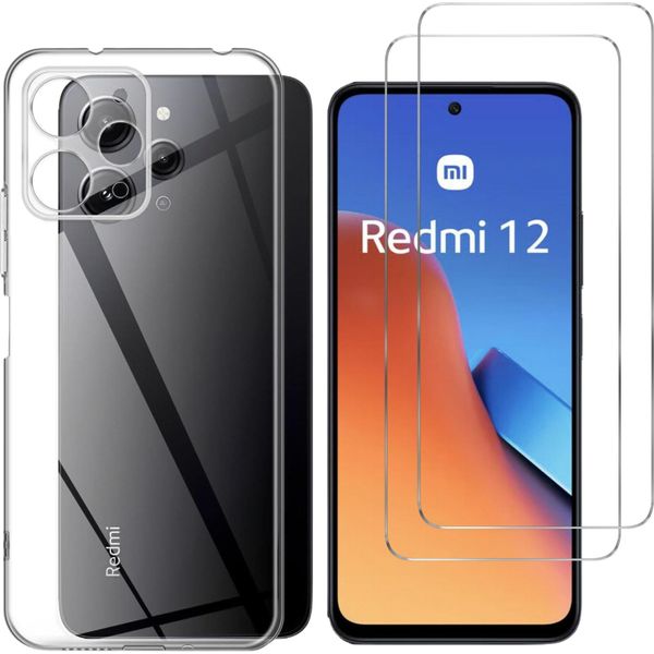 Custodia Per Xiaomi Redmi 12 4G Con 2 Protezioni In Vetro Temperato Phonillico®-image