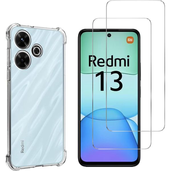 Custodia Antiurto Per Xiaomi Redmi 13 E 2 Protezioni Per Lo Schermo In Vetro Temperato Phonillico-image
