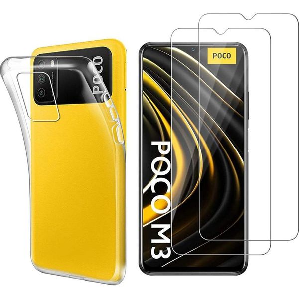 Custodia Per Xiaomi Poco M3 Con 2 Protezioni In Vetro Temperato Per Lo Schermo Phonillico-image