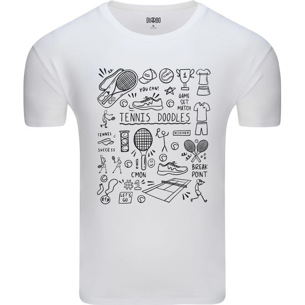 T-Shirt Da Uomo Diarbo Con Stampa Sportiva Tennis Scarabocchi Bianca Taglia Xxl-image
