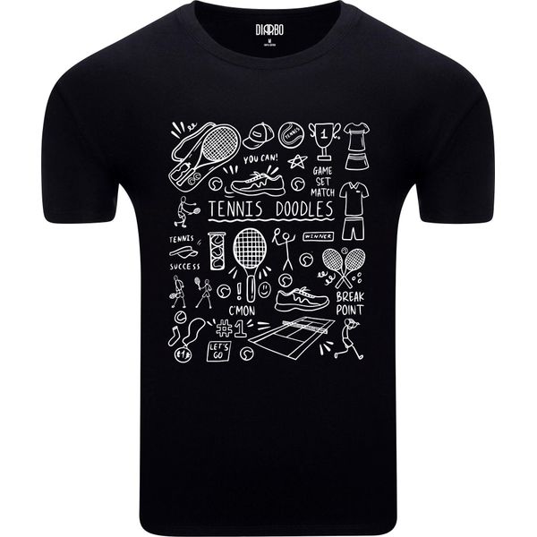 Diarbo T-Shirt Uomo Con Stampa Sportiva Tennis Scarabocchi Nero Taglia M-image