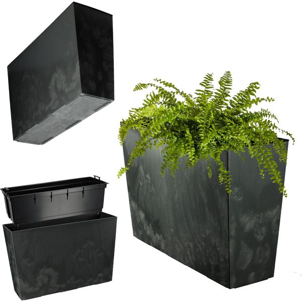 Kadax Vaso Da Fiori Portafiori Alto + Inserto 19X56Cm Nero Cemento-image