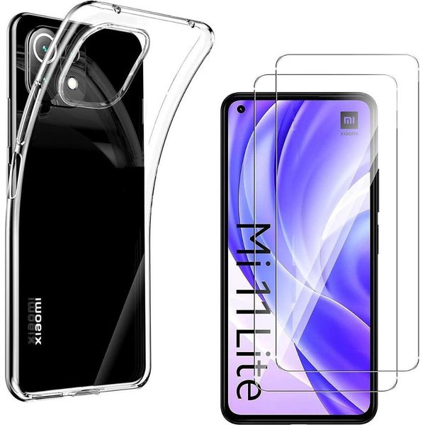 Custodia Per Xiaomi Mi 11 Lite Con 2 Protezioni In Vetro Temperato Phonillico®-image
