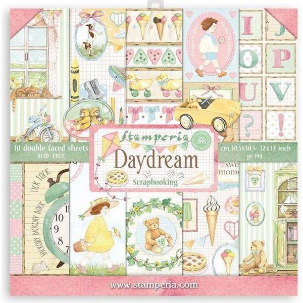 Stamperia Set 10 Fogli 30,5X30,5 Cm Di Carta Bifacciale Per Scrapbooking 190G, Daydream-image