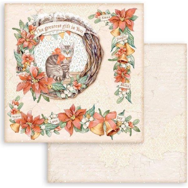 Stamperia 30X30Cm Carta Bifacciale Per Scrapbooking 250G, Ghirlande Natalizie All Around-image