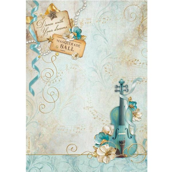Carta Di Riso Per Decoupage A4 - Stamperia - Masquerade Violin-image