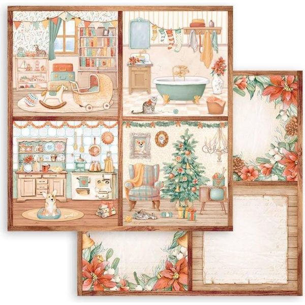 Stamperia 30X30Cm Carta Bifacciale Per Scrapbooking 250G, All Around Christmas 4 Carte-image