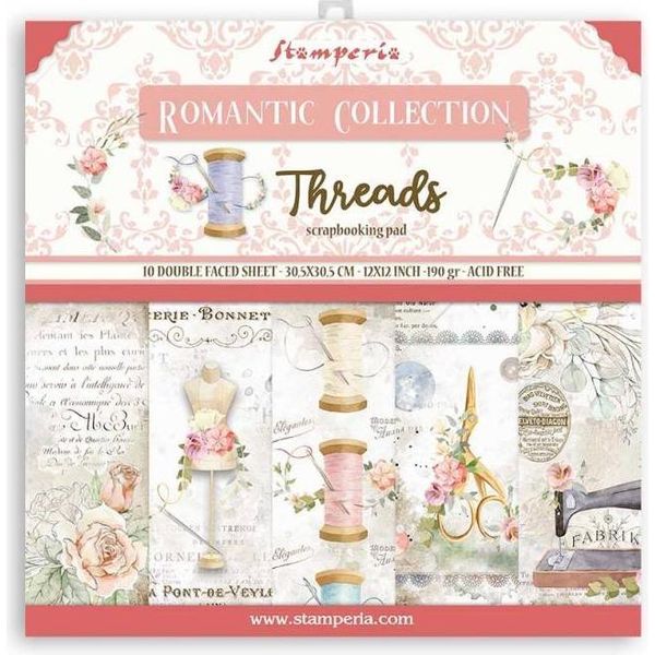 Stamperia Set 10Blatt 30,5X30,5Cm Doppelseitig Scrapbooking Papier 190G, Fili Romantici-image