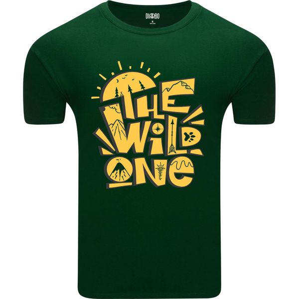 T-Shirt Da Uomo Diarbo Con Stampa Amante Della Natura The Wild One Verde Scuro Taglia M-image