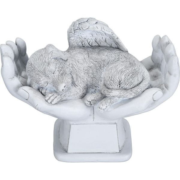Statua Commemorativa Dell'animale Domestico Ornamento Da Giardino All'aperto Angelo Con Le Mani Di Dio Cane Lapide-image