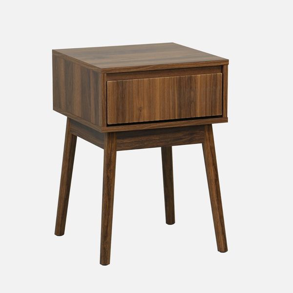 Comodino Decorazione Legno 1 Cassetto, Noce-image