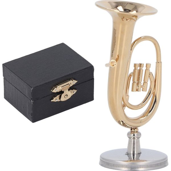Modello Di Tuba In Miniatura In Ottone Placcato Oro Eufonio Mini Strumento Musicale Regalo Con Base-image
