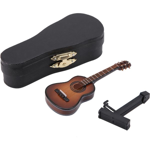 Miniatur -Holzgitarrenmodell Mini Musical Ornamente Craft Home Decor (Brown 10 Cm)-image