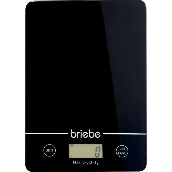 Briebe KW1163 Bilancia Da Cucina Digitale Alta Precisione, Peso Degli Alimenti Fino A 5 Kg, Funzione Tara Nero-image