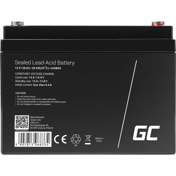 Agm Gel 12V 28Ah Batteria Senza Manutenzione Tosaerba Scooter Barca Trattore Tosaerba-image