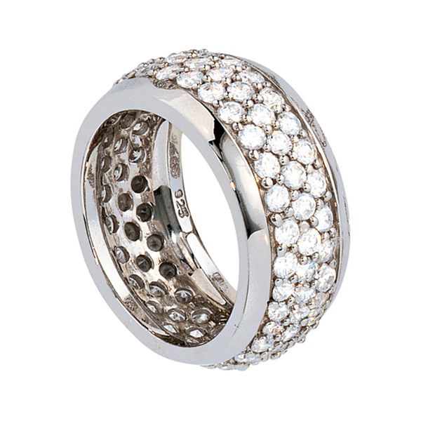 Silberring Jobo Gr. 58, Silber (Silber 925), Fingerringe, Damen, 58, Silber 925 (Sterlingsilber), Silberring, Breit 925 Silber Mit Zirkonia Rundum-image