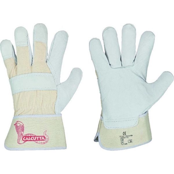 Guanto Calcutta EN388 Taglia 10,5 Pelle Bovina Colore Naturale Doppia Cucitura Polsino Gommato-image