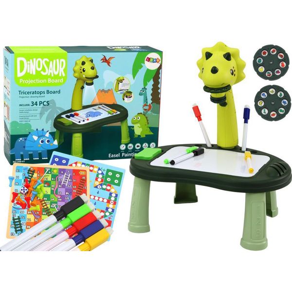 Dinosauro Disegno Proiettore Tavolo Da Gioco 2In1 Serpenti Cinesi Verde-image