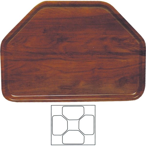 Vassoio Trapezoidale In Legno Stampato Da 3 Mm Rivestito In Melamina, Decoro In Noce, Lavabile In Lavastoviglie, Resistente Agli Urti E Alla Rottura, Resistente Alle Temperature Da -10°C A +100°C, Resistente Agli Acidi, Agli Alcali E Ai Raggi Uv-image