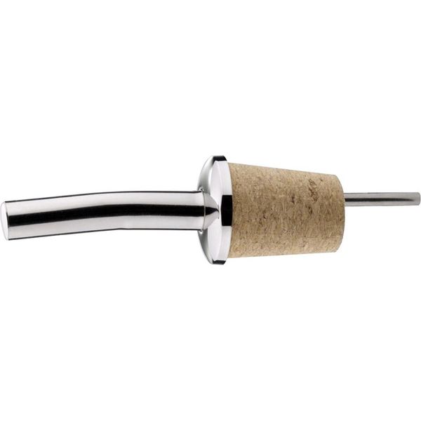 Versatore Per Bottiglie Senza Tappo In Acciaio Inossidabile 18/10, Altamente Lucidato, Con Tappo In Sughero Naturale Adatto A Tutti I Liquidi, Con Tubo Di Sfiato, Per Bottiglie Da 0,7 A 1,0 Litri-image