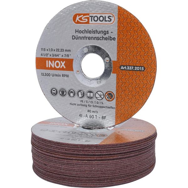 Ks Tools Disco Da Taglio Sottile Ad Alte Prestazioni, ø115 Mm, Confezione Da 25 Pezzi, 337.2015-image