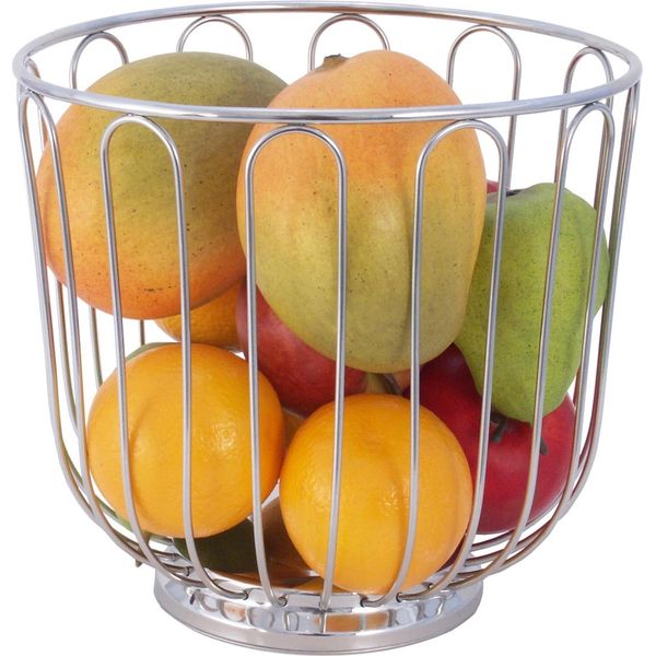 Cestino Per Frutta, Rotondo, A Maglie Larghe, In Acciaio Inox 18/10, Finitura Lucida, Qualità Per Impieghi Gravosi-image