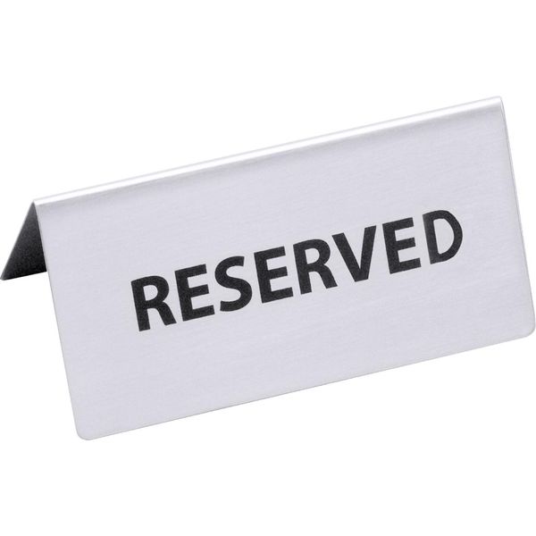 Cartello Riservato Con Testo In Inglese: Reserved In Acciaio Inossidabile 18/0, Finitura Satinata E Spazzolata, Incisione Nera, Qualità Pesante-image