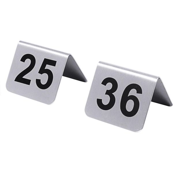 Targhetta Numerica Da Tavolo Con Numeri Da 25 A 36 Con Cifre Serigrafate Nere, In Acciaio Inossidabile 18/10, Satinato, Spessore Del Materiale: 0,8 Mm, Superficie 5,3 X 4,5 Cm, L'impronta Non è Lavabile In Lavastoviglie, Qualità Pesante; Confezione Con Ogni Targhetta Numerica Da Tavolo, Con Cifre Serigrafate Nere-image