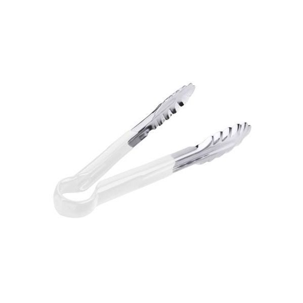 Pinze Contacto Haccp In Acciaio Inox, 24 Cm, Pinze Da Cucina, Manico Con Rivestimento Vinilico Colorato, Qualità Pesante, Bianco-image