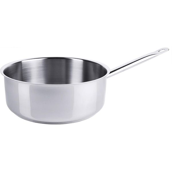 Casseruola Contacto 24 Cm Extra Bassa, Manico Tubolare E Bordo Versatore, Acciaio Inox, Adatta All'induzione, Qualità Pesante-image
