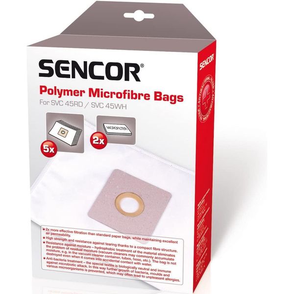 Sencor Sacchetti Per Aspirapolvere, Microfibra, Monouso, 5 Sacchetti E 1 Microfiltro, Trattamento Antibatterico, Per Aspirapolvere Svc 840-image