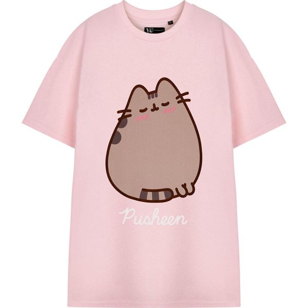 Pusheen - T-Shirt Da Donna A Manica Corta NS8967 (L) (Rosa/Marrone)-image