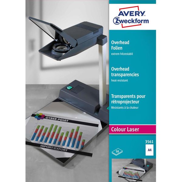Avery Zweckform® 3561 3561 Lucidi Per Lucidi - A4, Patinati Su Entrambi I Lati, 0,13 Mm, 50 Fogli-image