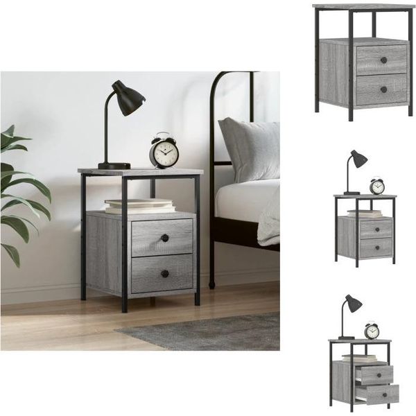 Vidaxl Comodino Grigio Rovere Sonoma 34X35,5X50 Cm Materiale Legno - Comodini-image