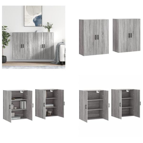 Vidaxl Armadi A Muro 2 Pz. Grigio Sonoma 69,5X34X90 Cm - Armadio A Muro - Armadio A Muro - Armadio - Armadio Portaoggetti-image