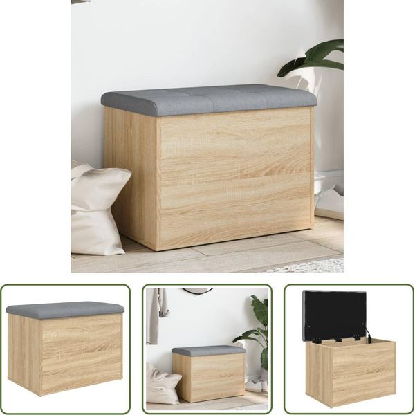 The Living Store Panca Con Contenitore Rovere Sonoma 62X42X45 Cm Materiale In Legno-image