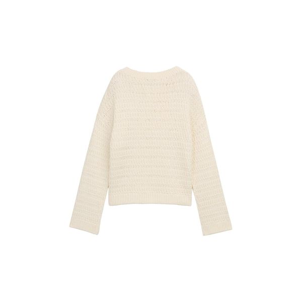 Tom Tailor Denim Damen Relaxed Fit Strickpullover, Weiß, Uni, Gr. M-image