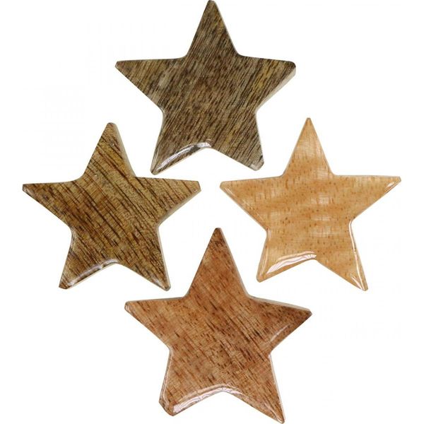 Stelle Di Legno Decorazione Natalizia A Pioggia Lustro Naturale H5Cm 12Pz Decorazione Da Tavolo Avvento-image