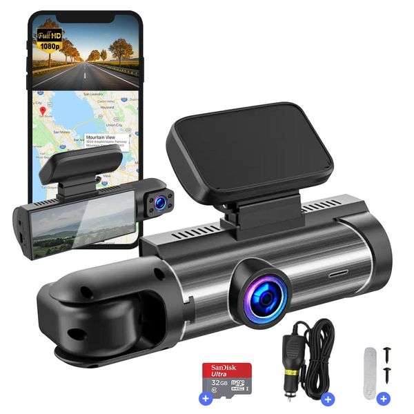 Telecamera Auto Fleau Tech – Wifi E App – Dashcam Doppio Obiettivo – Rilevamento Movimento – Modalità Parcheggio – Full Hd – Sd 32 Gb Inclusa-image