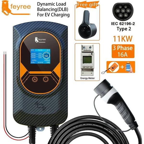 Caricatore Ev Feyree, Distribuzione Dinamica Del Carico, Controllo Remoto Tramite App, 11KW 16A 3 Fasi, TYPE2-image